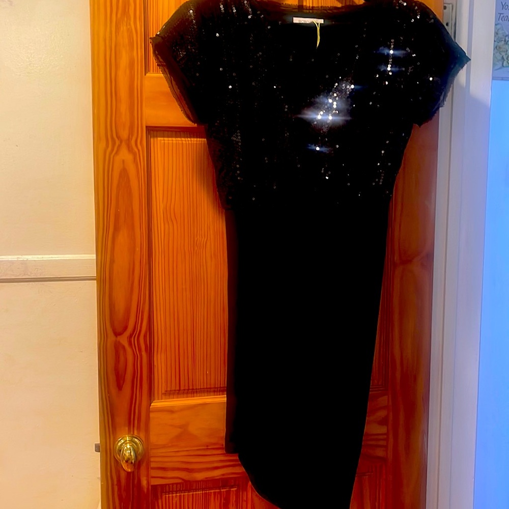 Black, sequin top dress, spandex